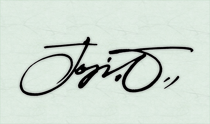 Joji.Tのサインデザイン例（スマートフォン表示用）